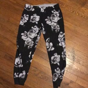Fuzzy floral sweatpants